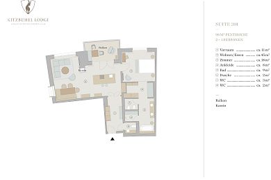 Floor plan penthouse chalet 301 -> for 2 + 1 persons