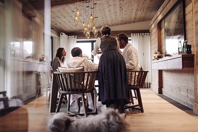 Cozy breakfast in a bathrobe